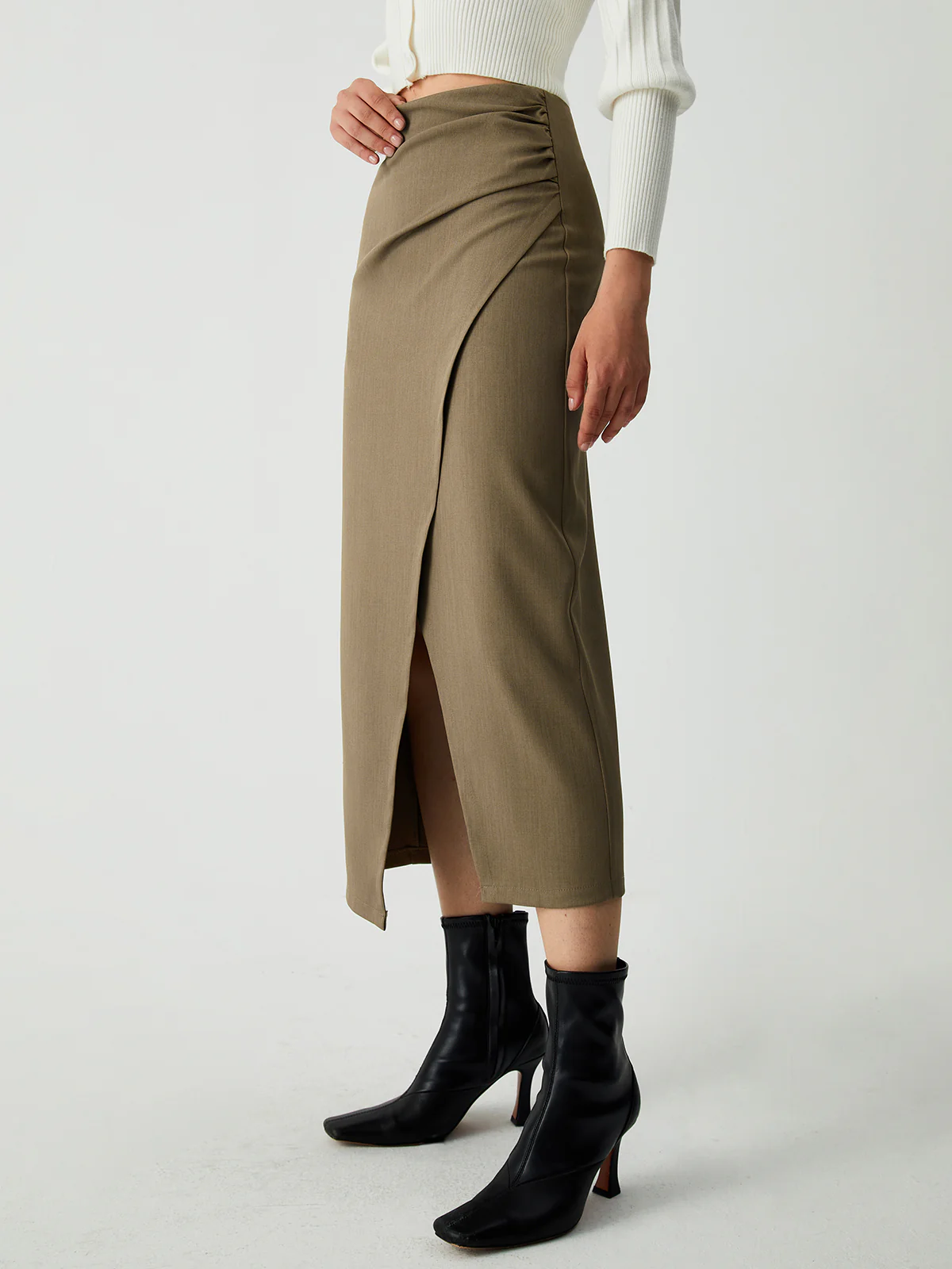 Maple Wrap Slit Midi Skirt - Takermore