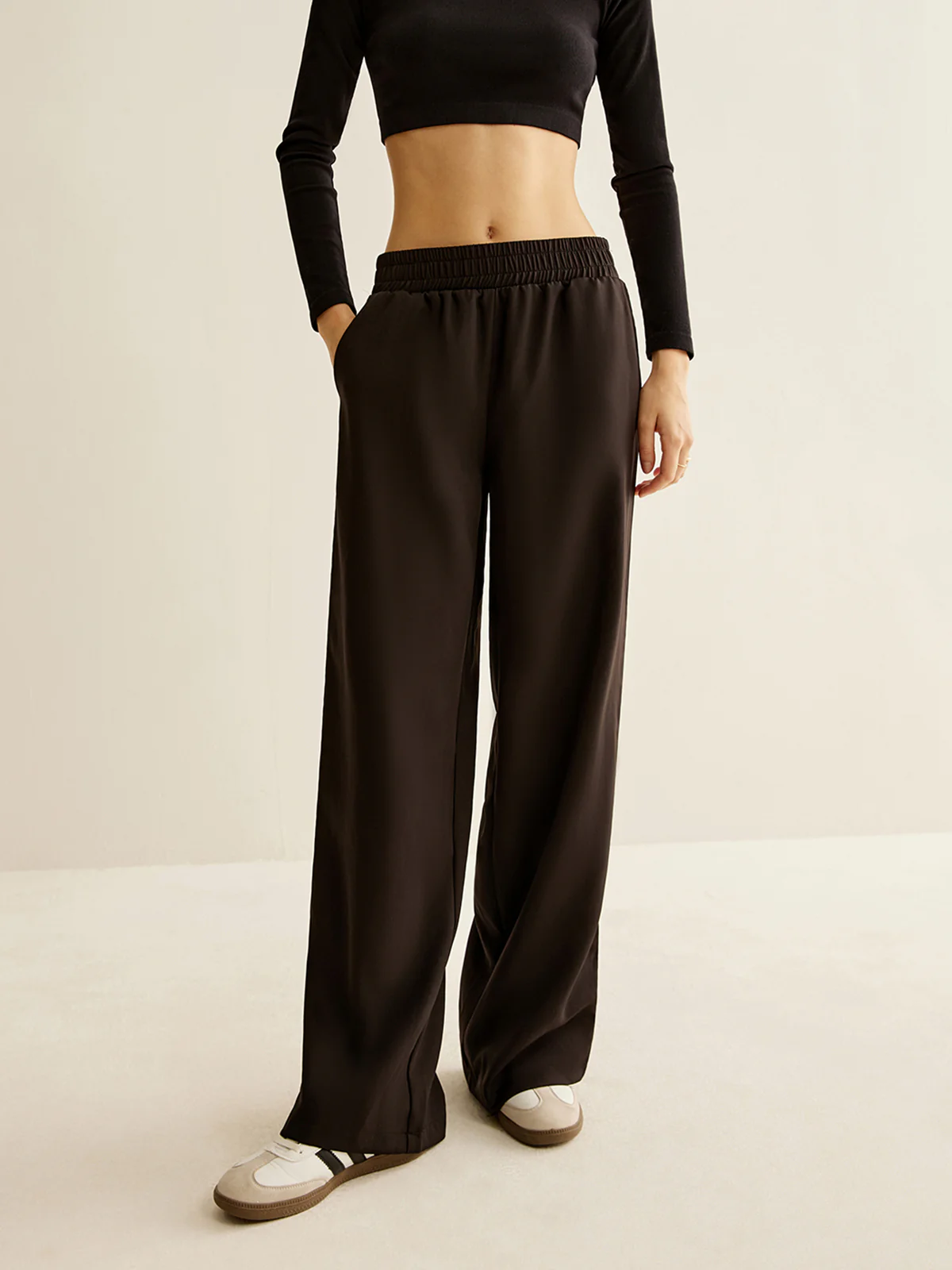 Contrast Striped Elastic Waist Pants - Takermore