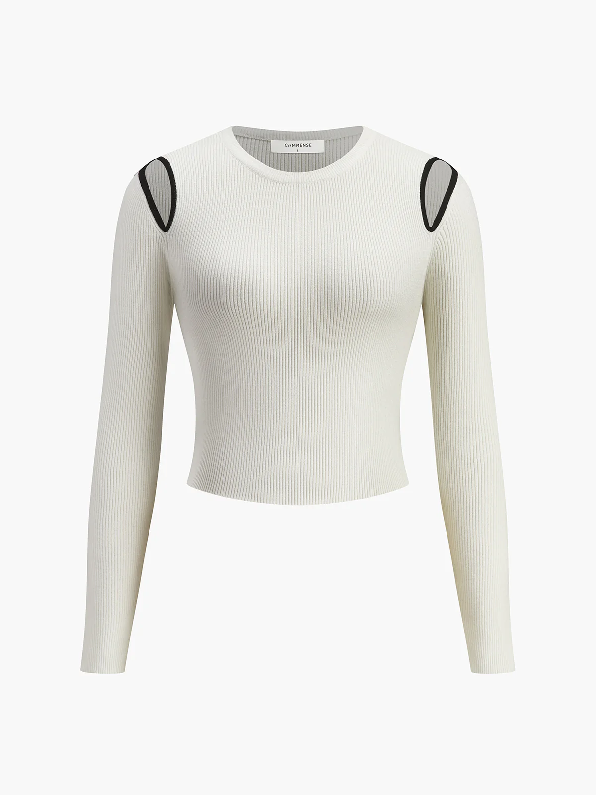 Shoulder-Cutout Ribbed Crop Sweater - Takermore