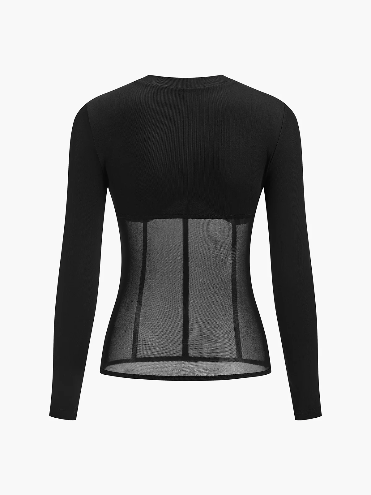 Sheer Mesh Combination Long Sleeve Top - Takermore