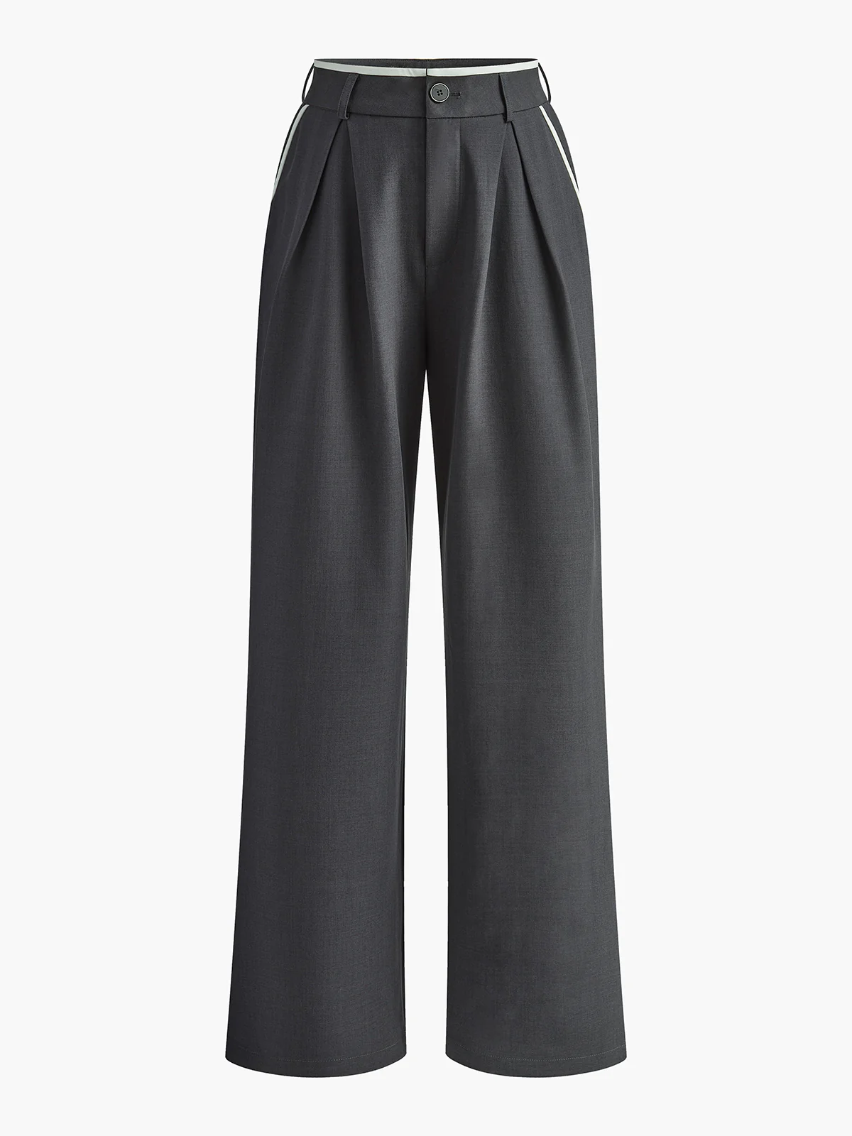 Contrast Trim Pleated Draped Pants - Takermore