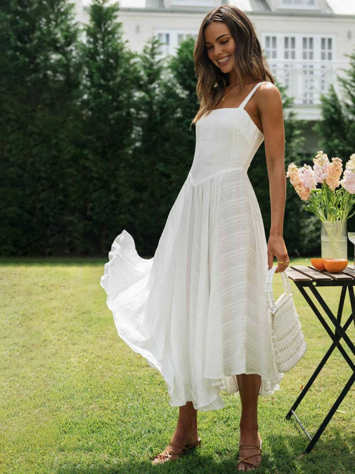 Romantic Cotton Long Cami Dress - Takermore
