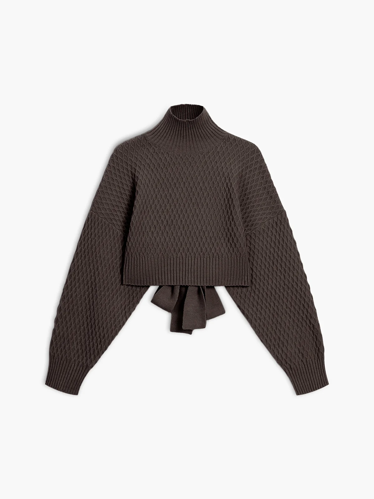 Tie Back Mock Neck Sweater - Takermore