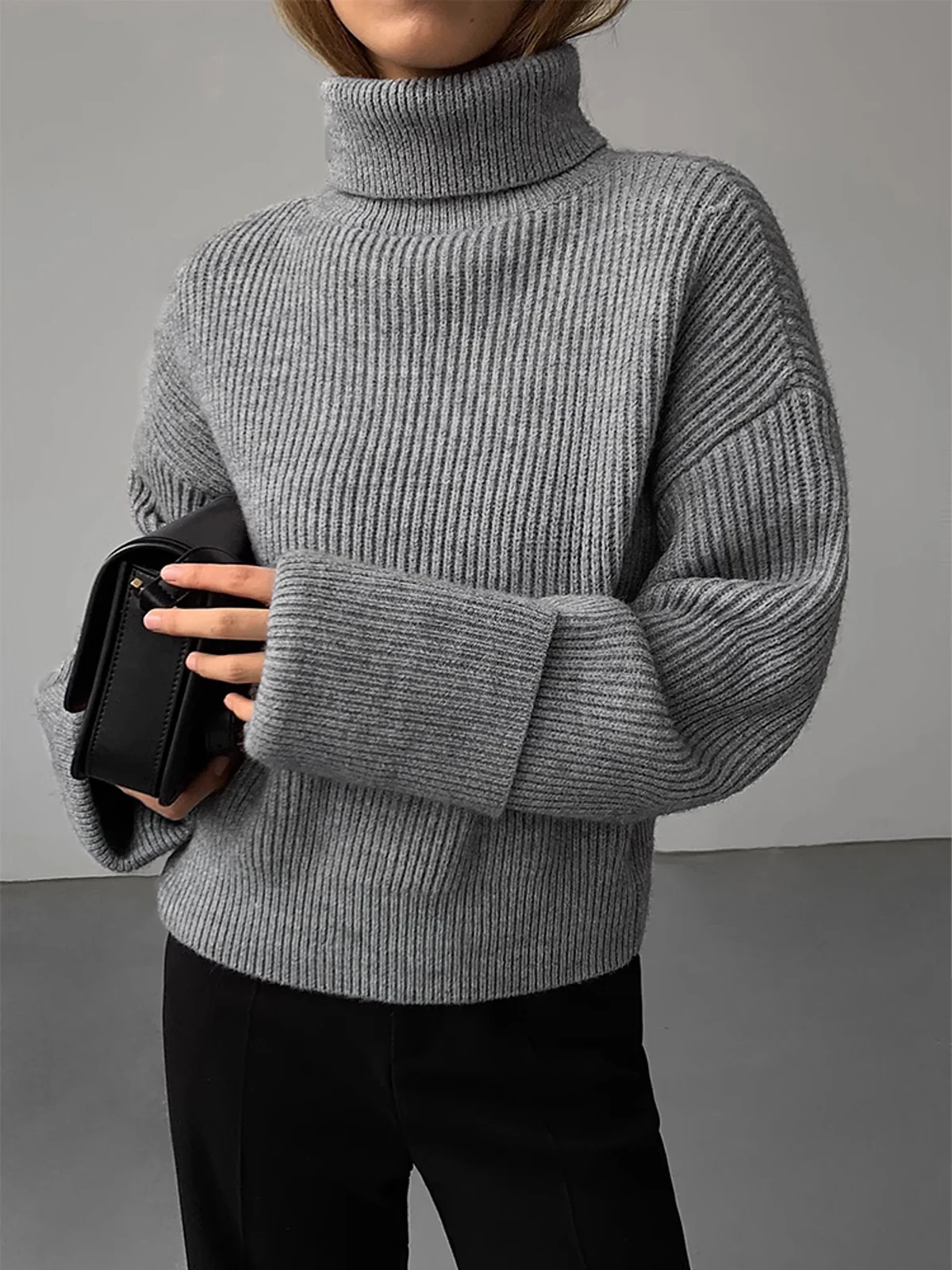 Turtleneck Ribbed Warm Sweater - Takermore