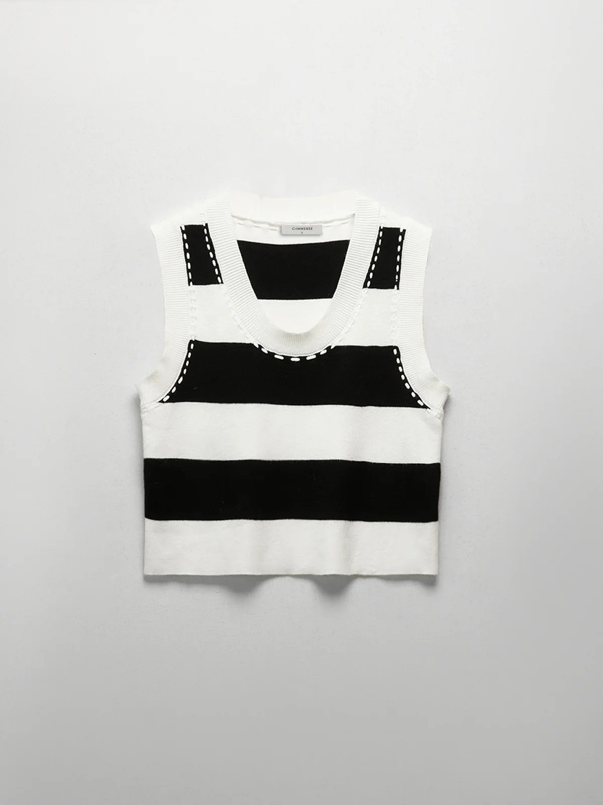 Contrast Stitch Stripe Tank Top - Takermore