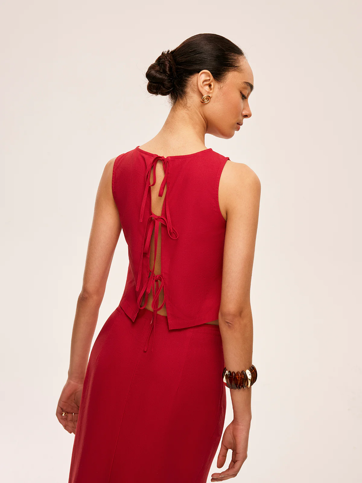 Cotton & Linen Tie-Back Skirt Set - Takermore