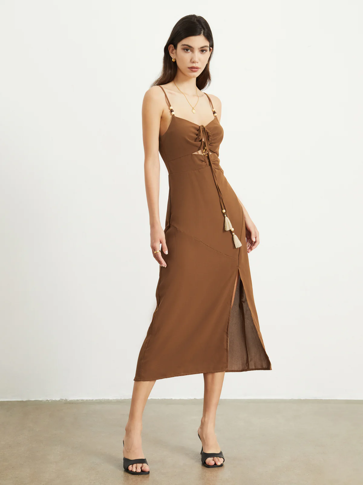 Elena Slinky Cutout Midi Dress - Takermore