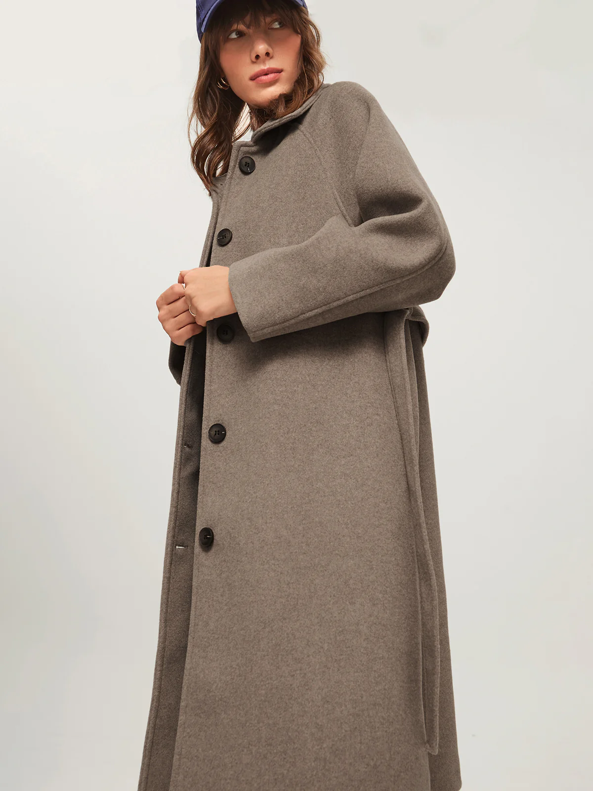 Oversized Brushed Belted Long Overcoat - Takermore