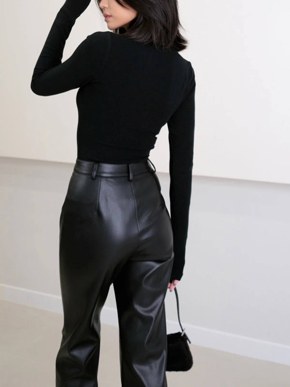 High Waist Faux Leather Pants - Takermore