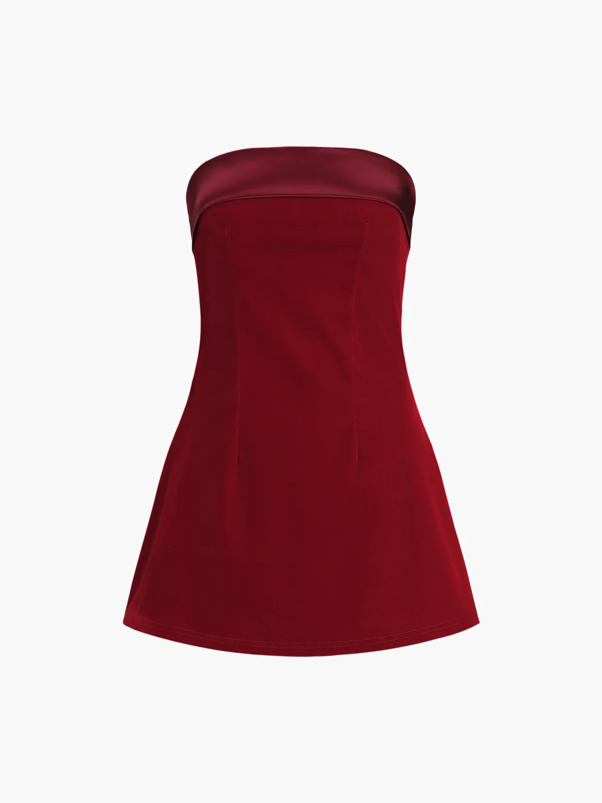 Satin Velvet Strapless Short Dress - Takermore