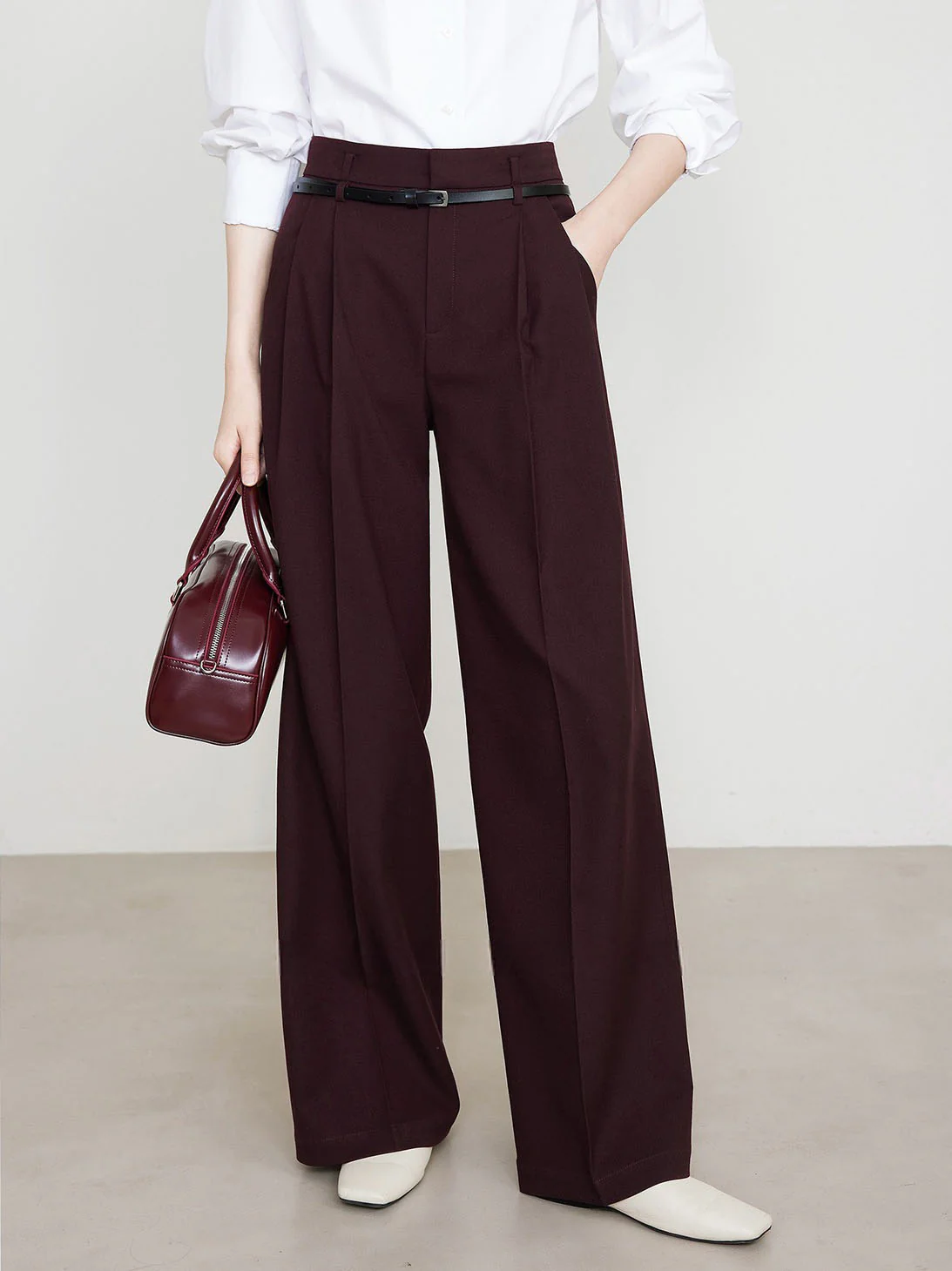 Utility High-Waist Pleated Pants Without Belt - Takermore