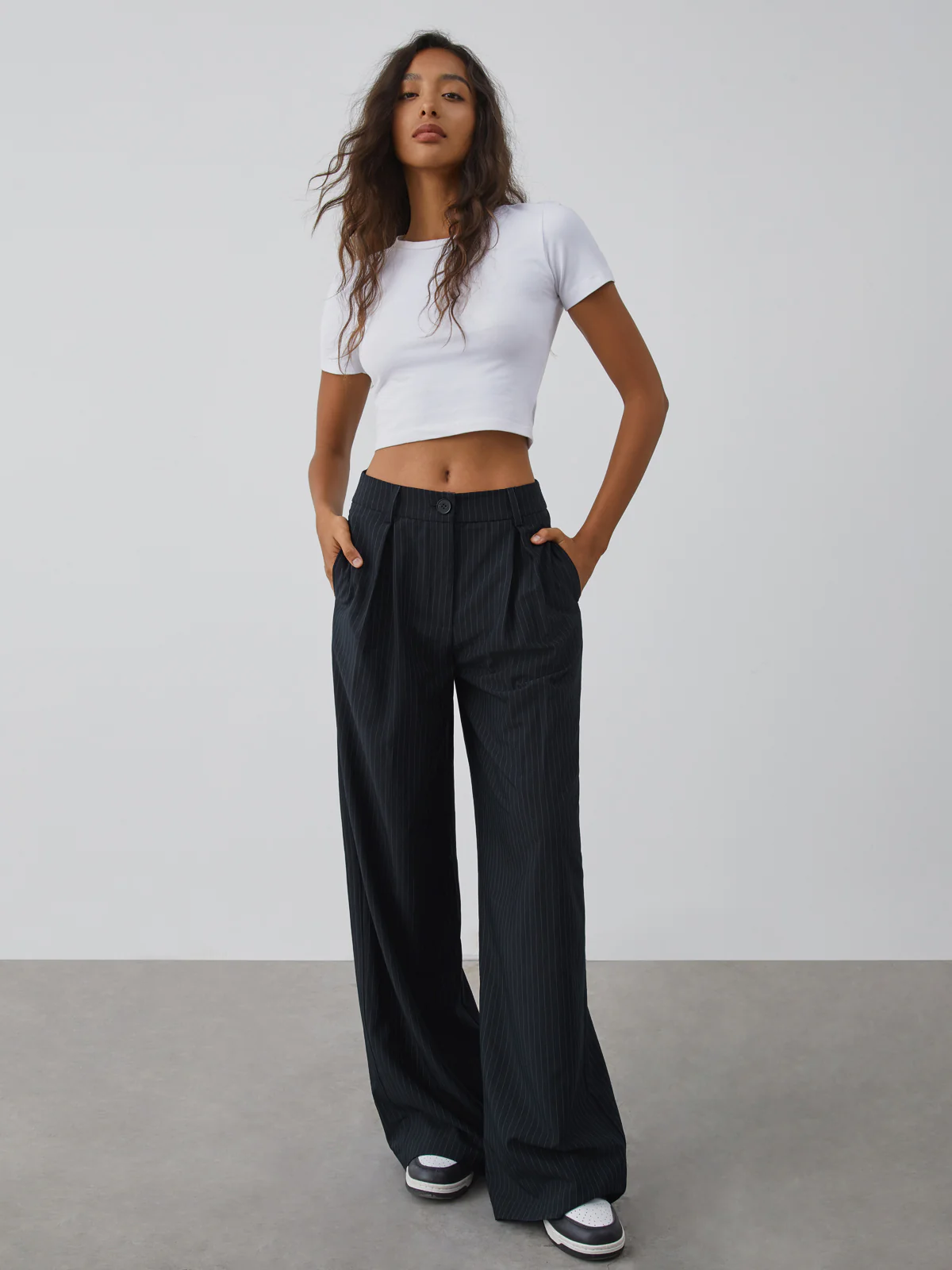 Shock Value Pinstripe Wide Leg Dress Pants - Takermore
