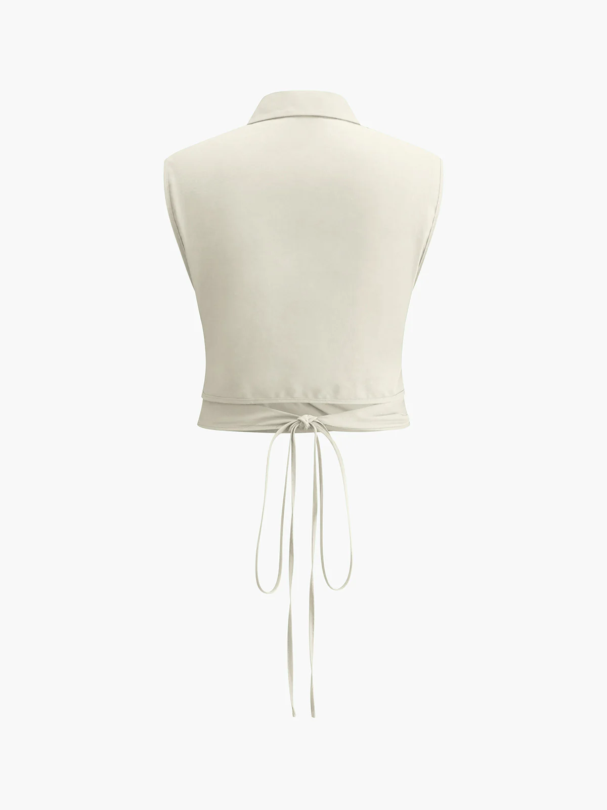 Sleeveless Button-Down Collar Tie Back Skirt Set - Takermore