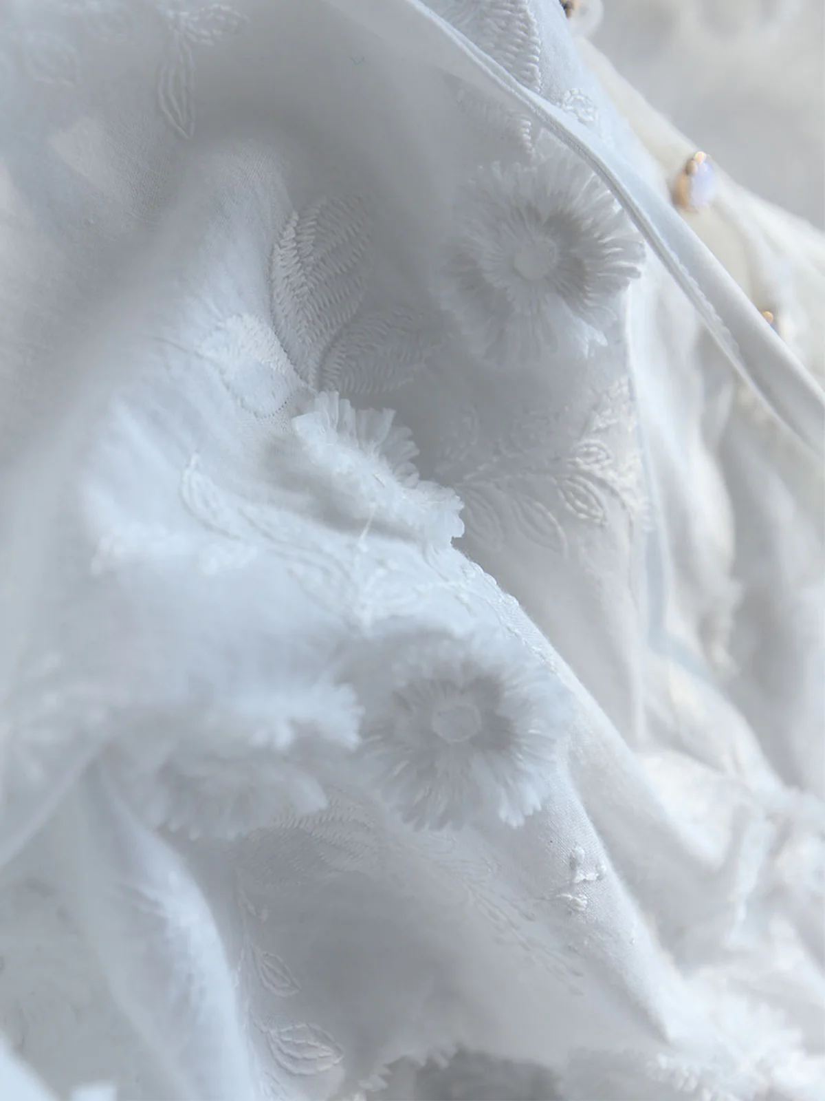 Oversized Semi-Sheer Embroidered Floral Blouse - Takermore