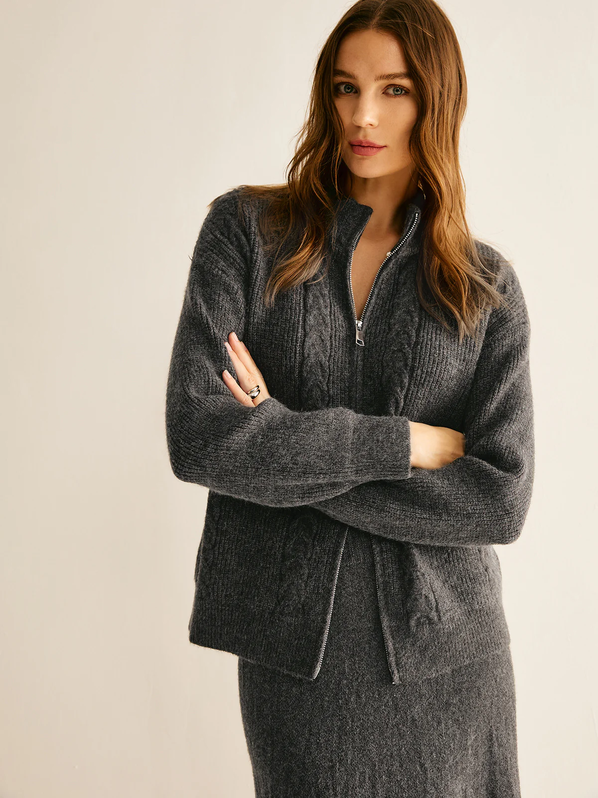 Two Way Zip Soft Skirt Set - Takermore