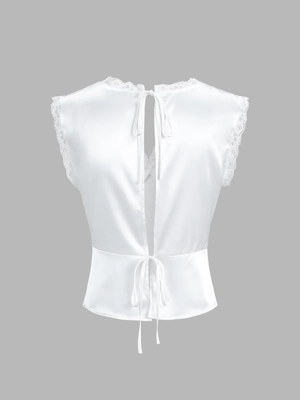 Lace Trim Satin Skirt Set - Takermore