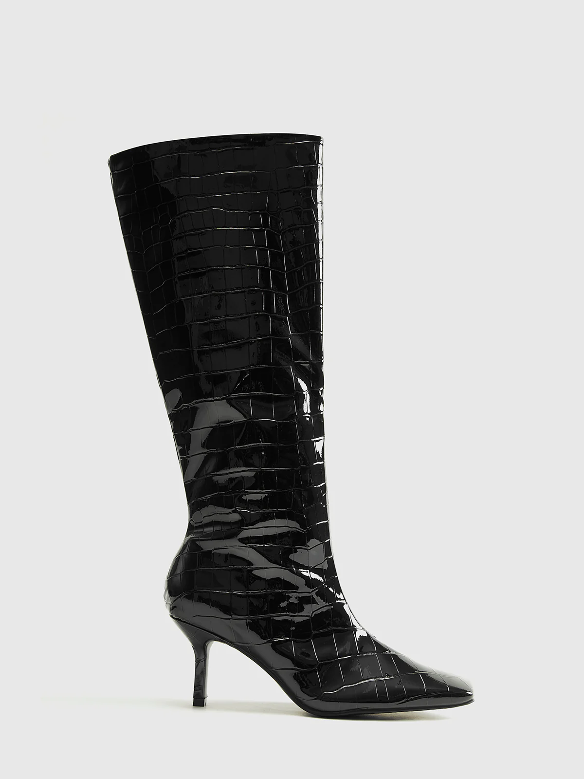 Crocodile Pattern Knee High Boots - Takermore