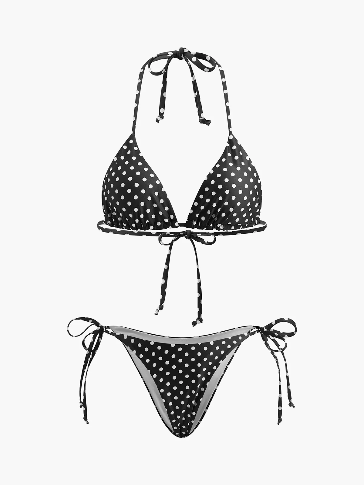 Polka Dot Tied Bikini Set - Takermore