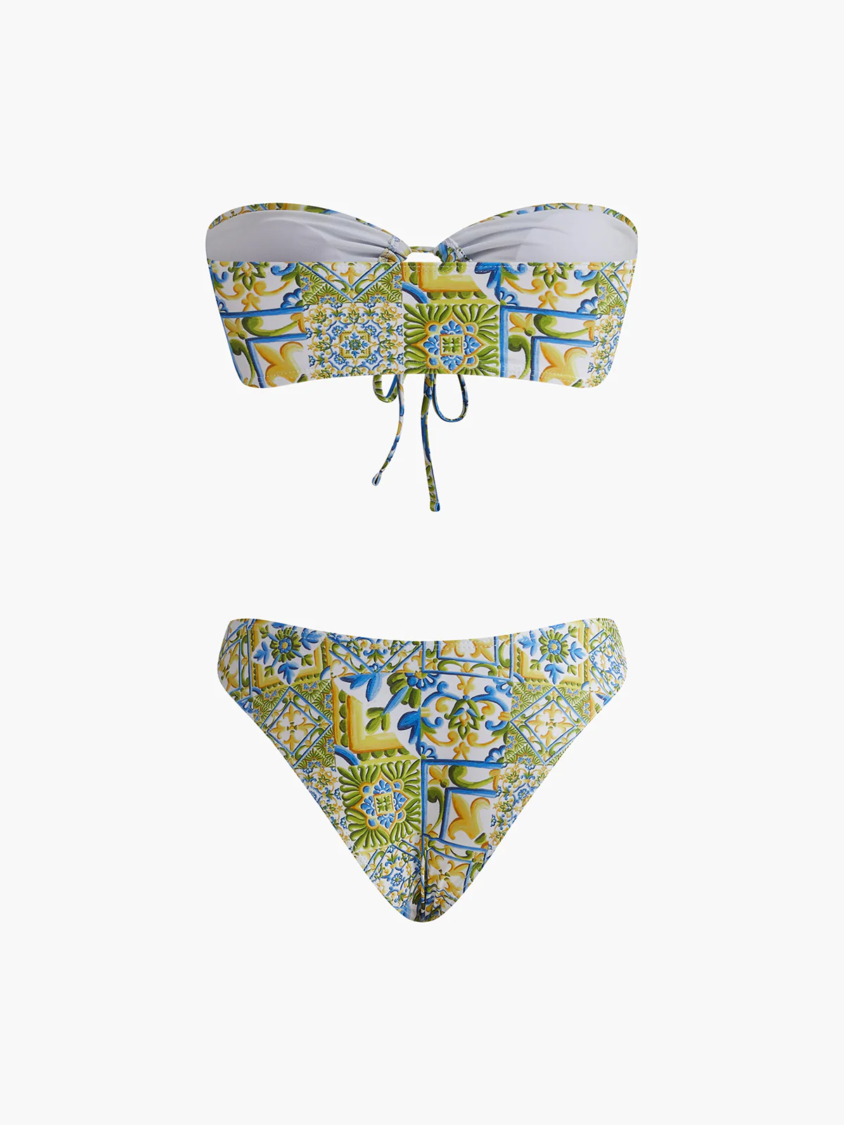 Strapless Print Knotted Bikini Set - Takermore