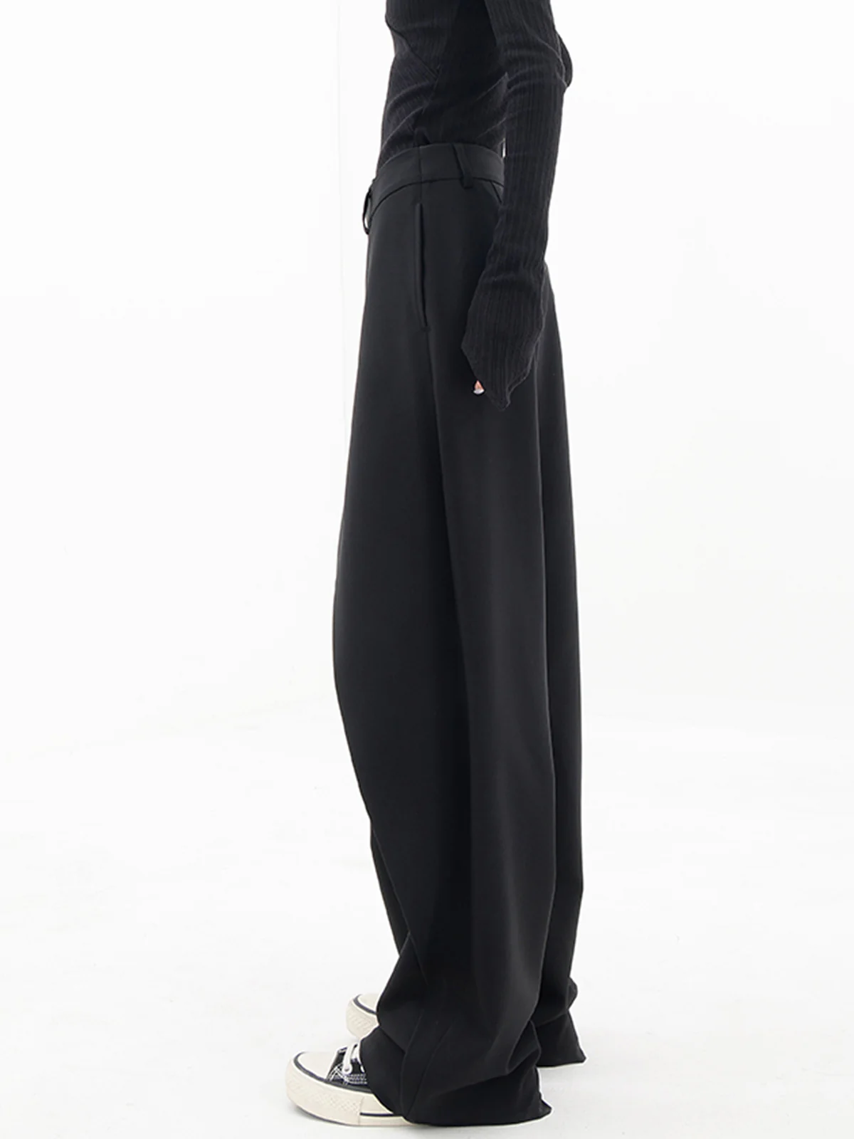 Asymmetrical Layer Button Wide Leg Dress Pants - Takermore