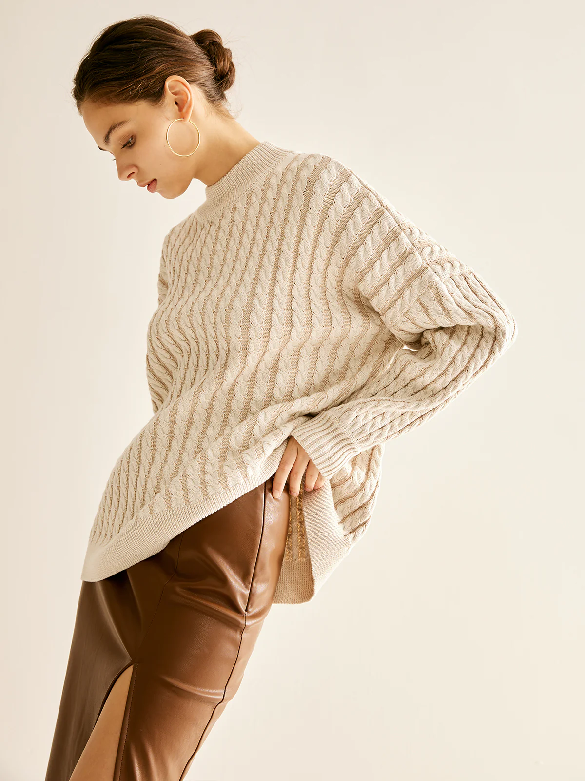 Minimalist Plain Cable Sweater - Takermore