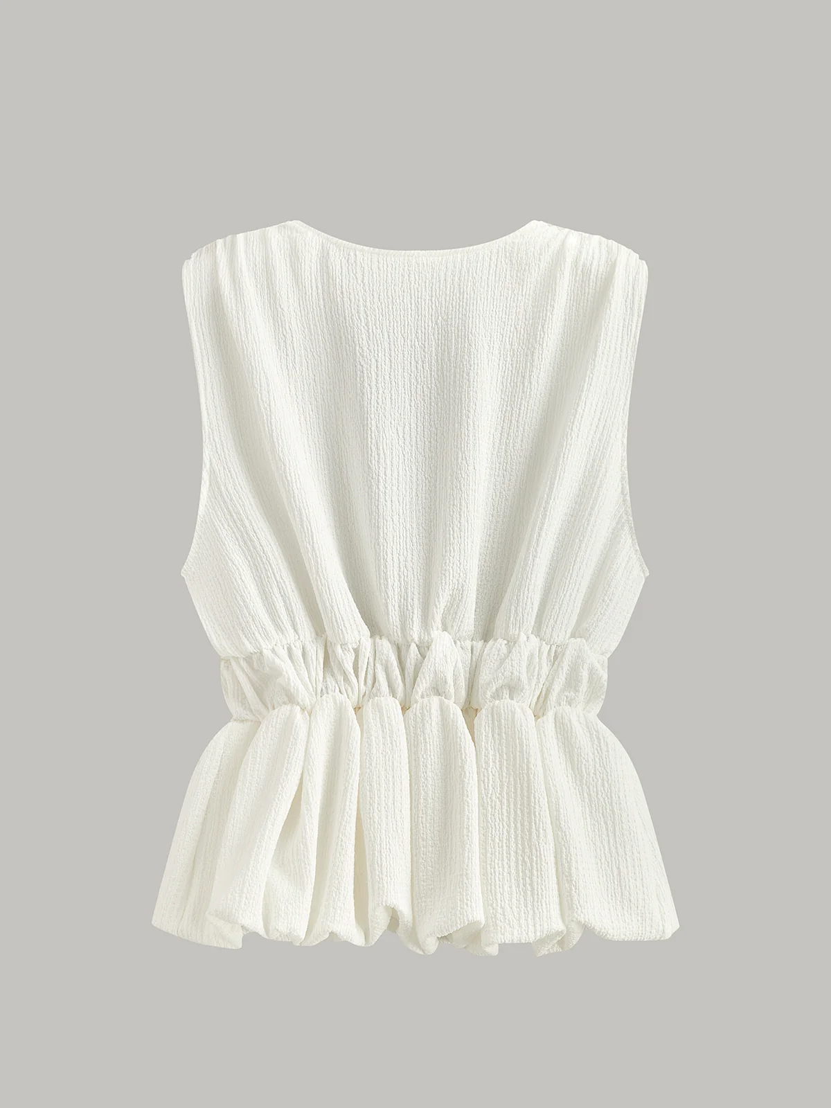 V-Neck Gathered Waist Bow-Detail Top - Takermore
