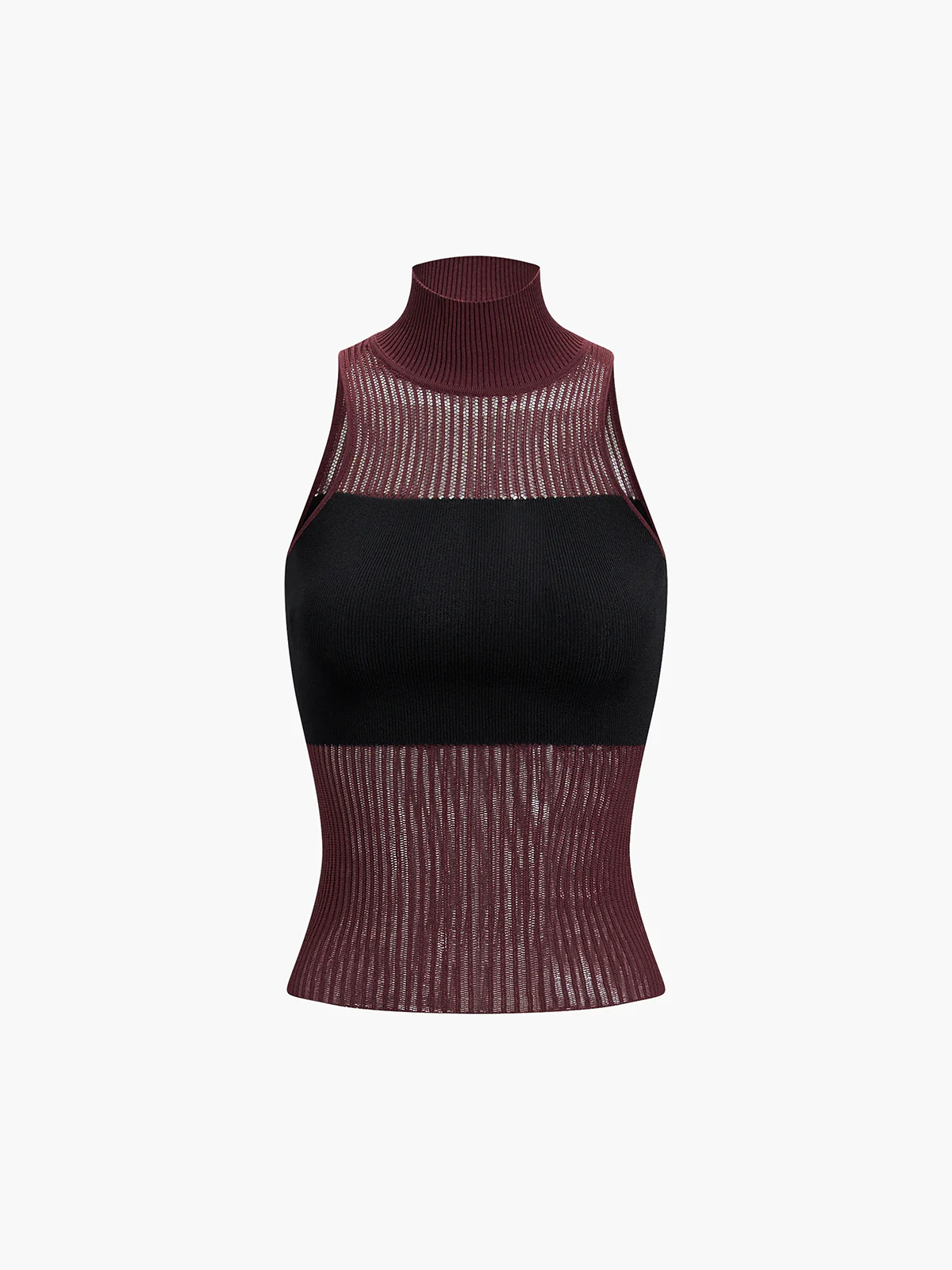 Combination Mock Neck Tank Top - Takermore