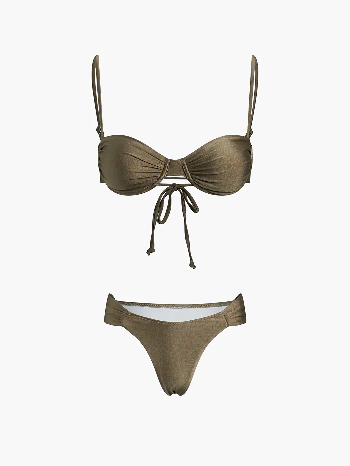 Solid Tie Back Two Piece Bikini Bathing Suit - Takermore