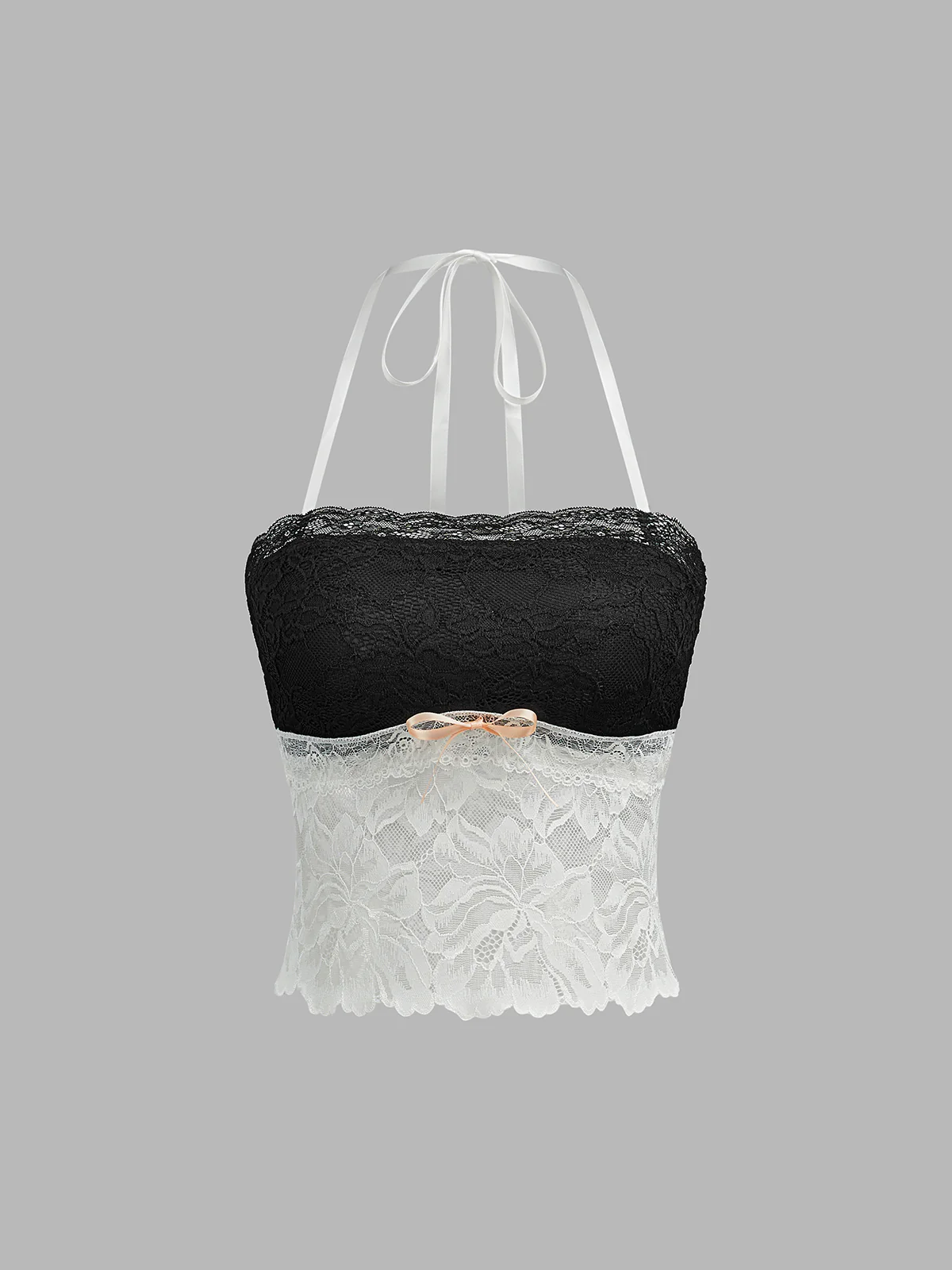 Colorblock Lace Halter Top - Takermore