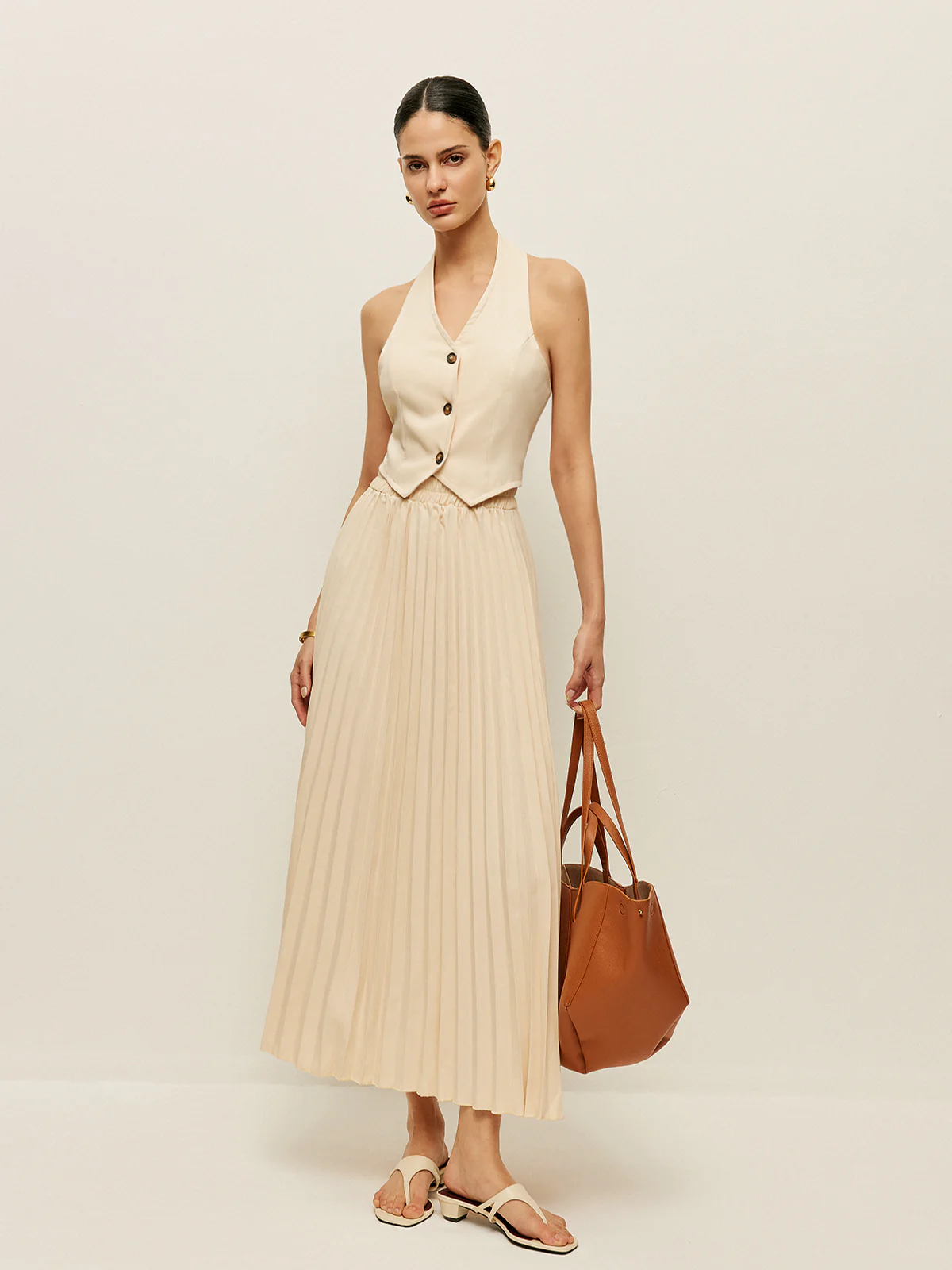 Vest With Pleated Skirt Set - Takermore