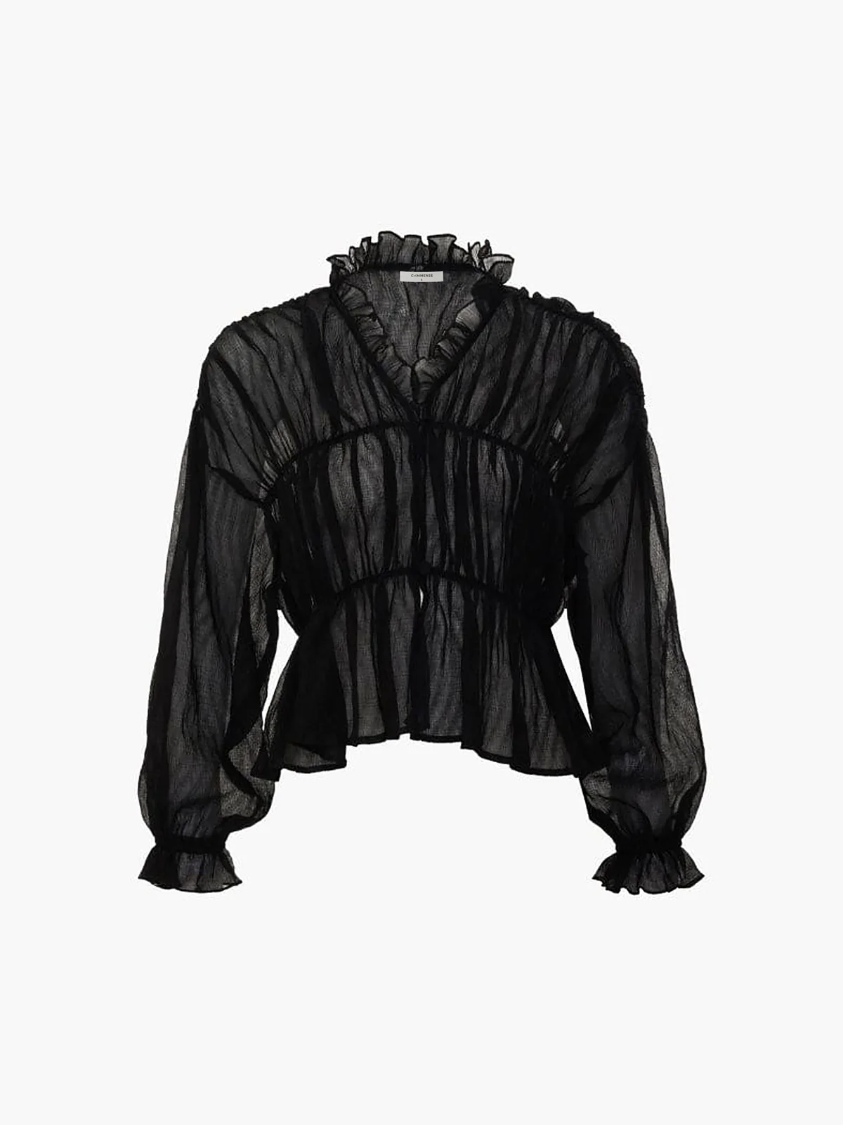 Sheer Chiffon Ruffle Detail Blouse - Takermore