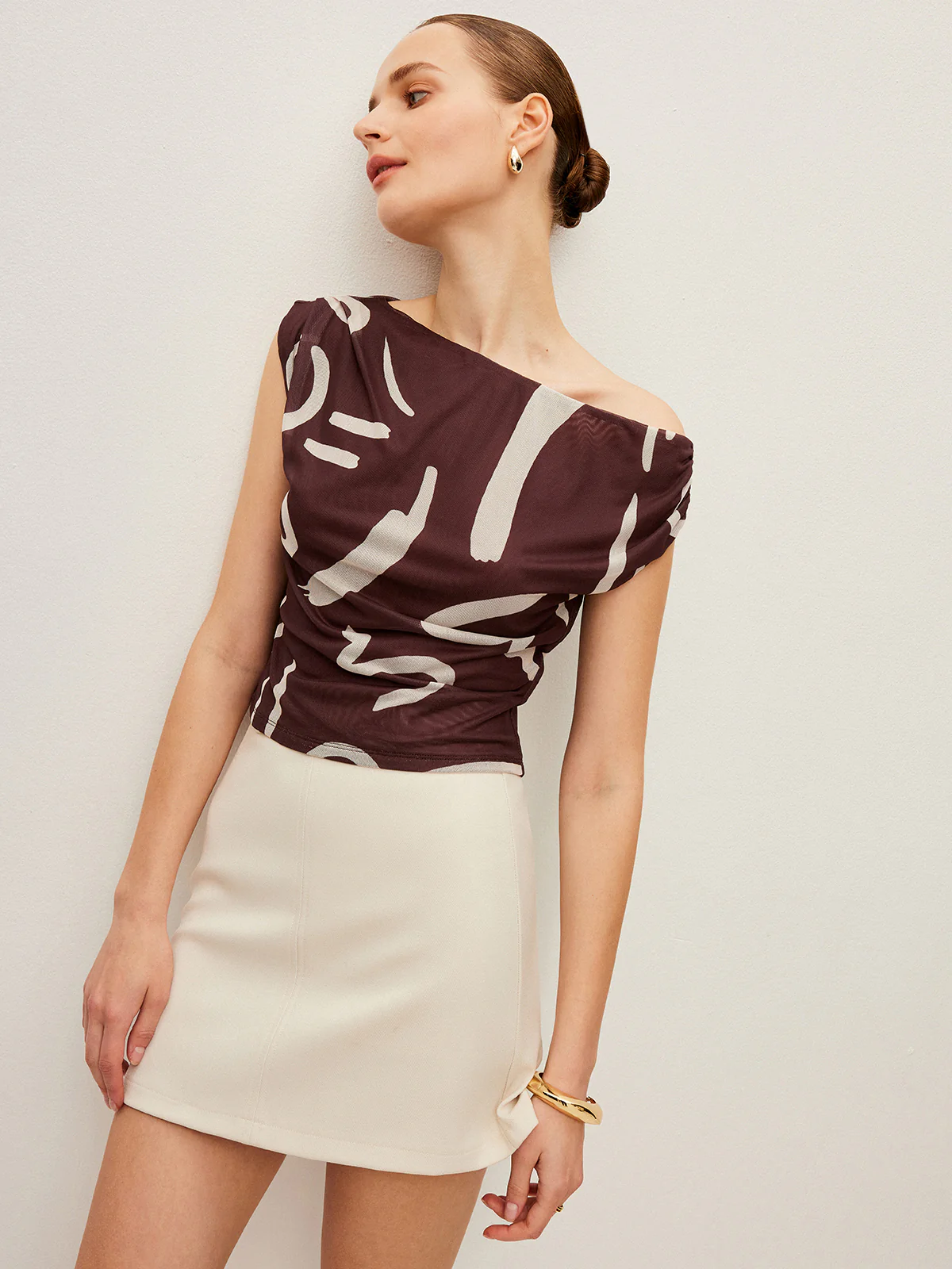 Abstract Print Off-Shoulder Top - Takermore