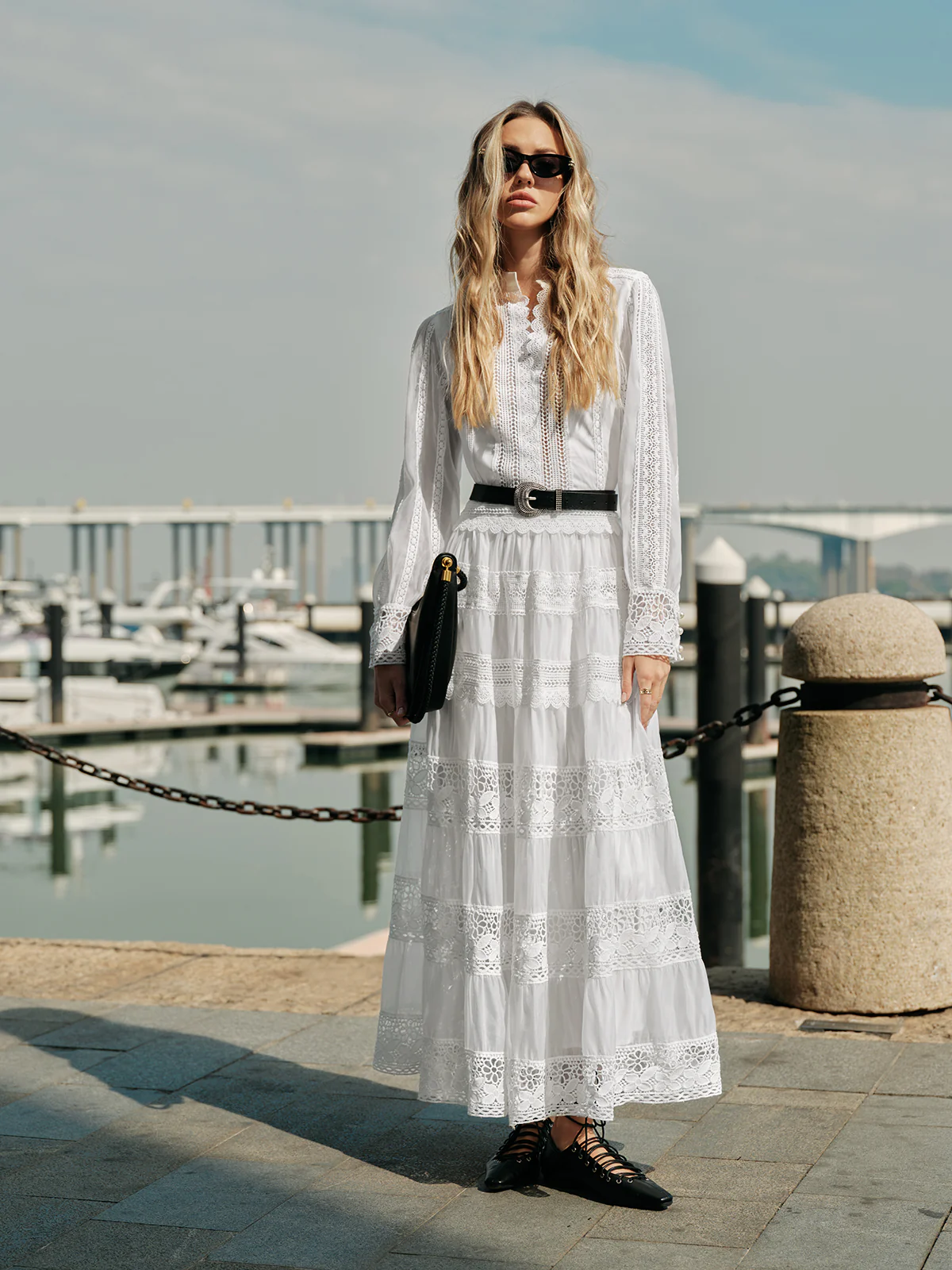 Lace Trim Tiered Skirt Set - Takermore