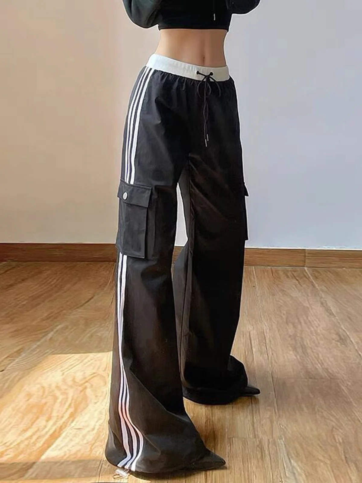 Striped Patchwork Drawstring Pants - Takermore