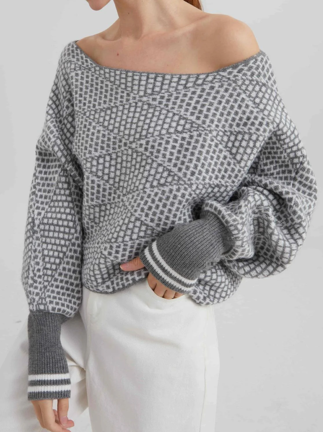 Wool-Blend Off Shoulder Sweater - Takermore