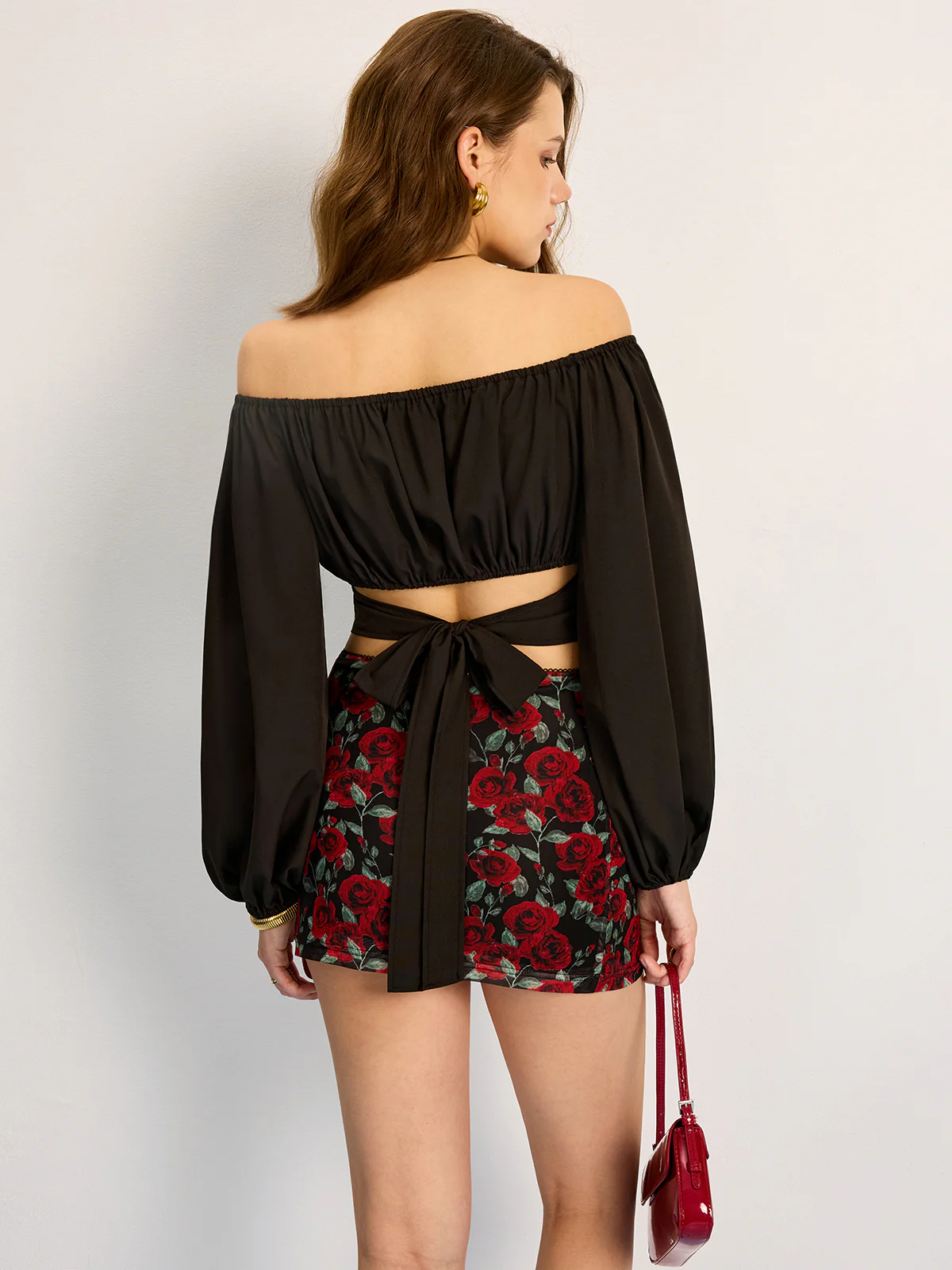 Off-Shoulder Tie Back Blouse - Takermore