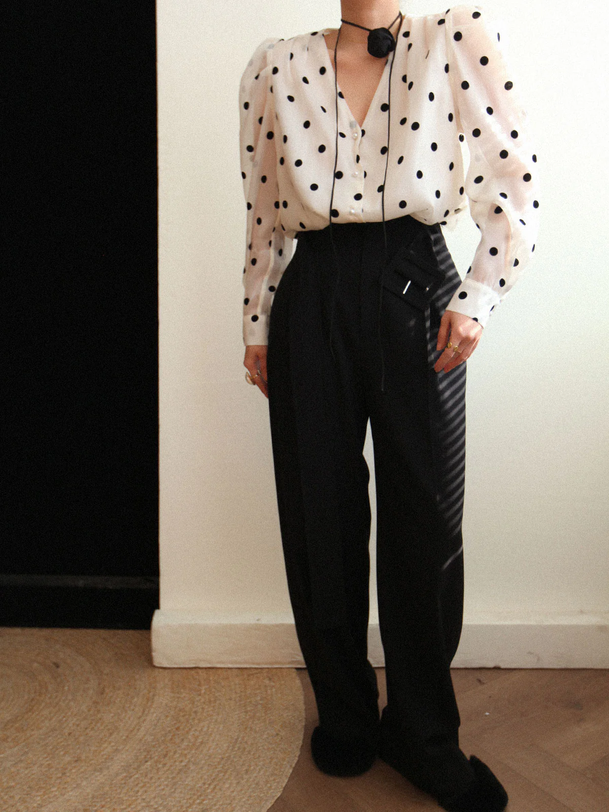 Sheer Polka Dot Blouse - Takermore