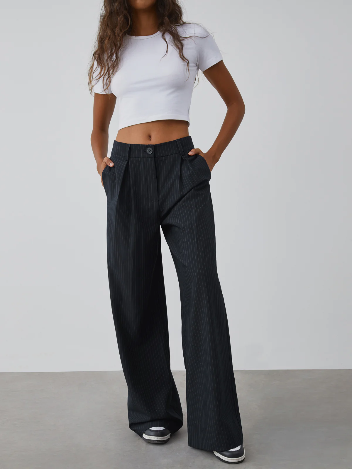 Shock Value Pinstripe Wide Leg Dress Pants - Takermore