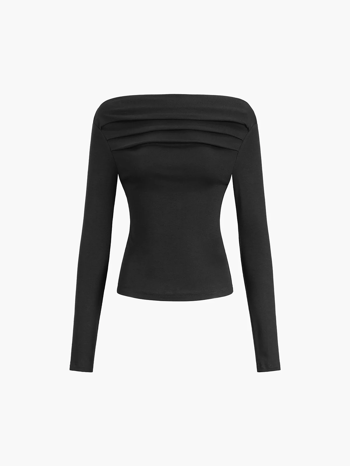 Oblique Off-Shoulder Long Sleeve T-Shirt - Takermore