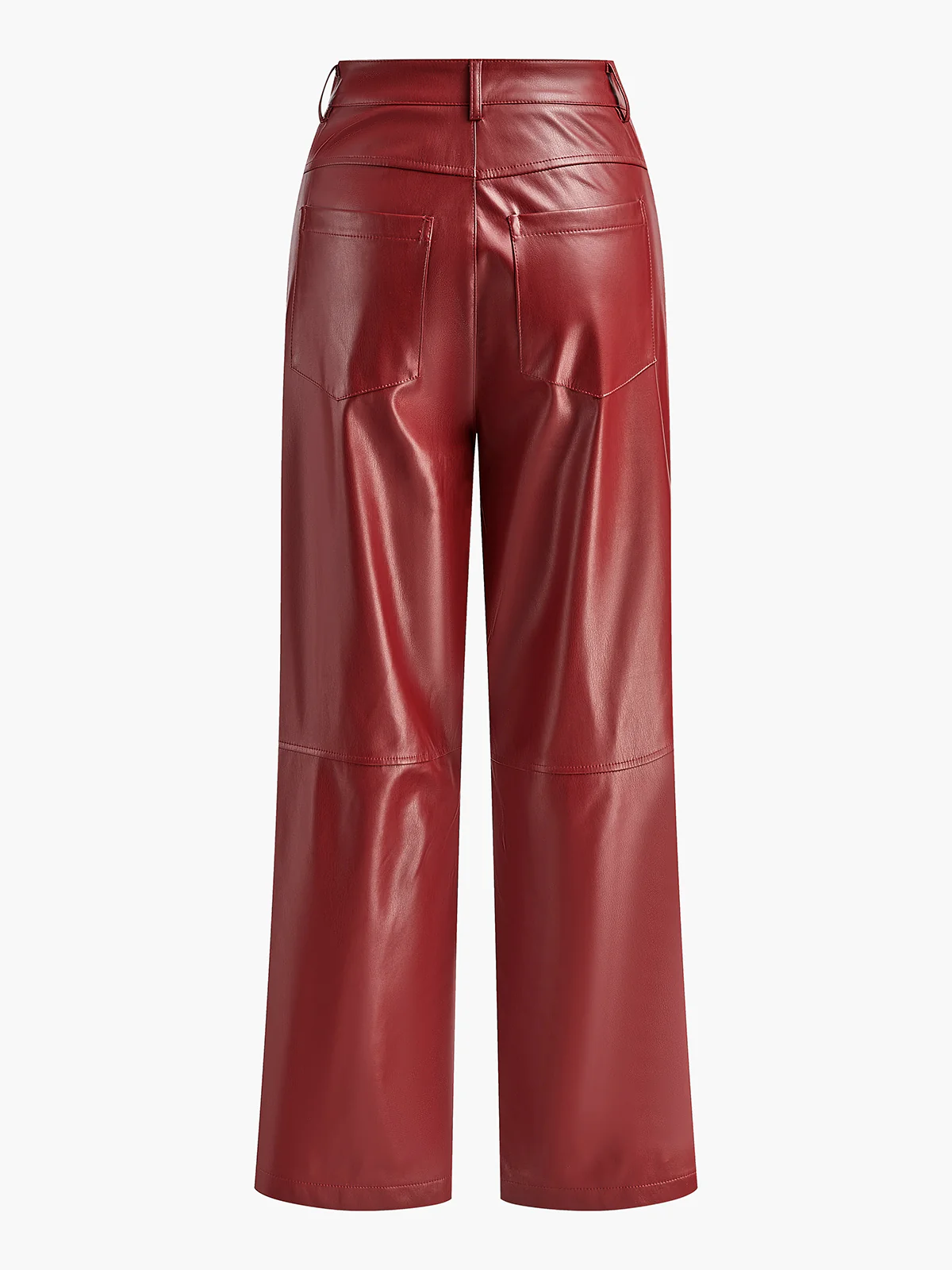 High-Waist Button PU Leather Pants - Takermore