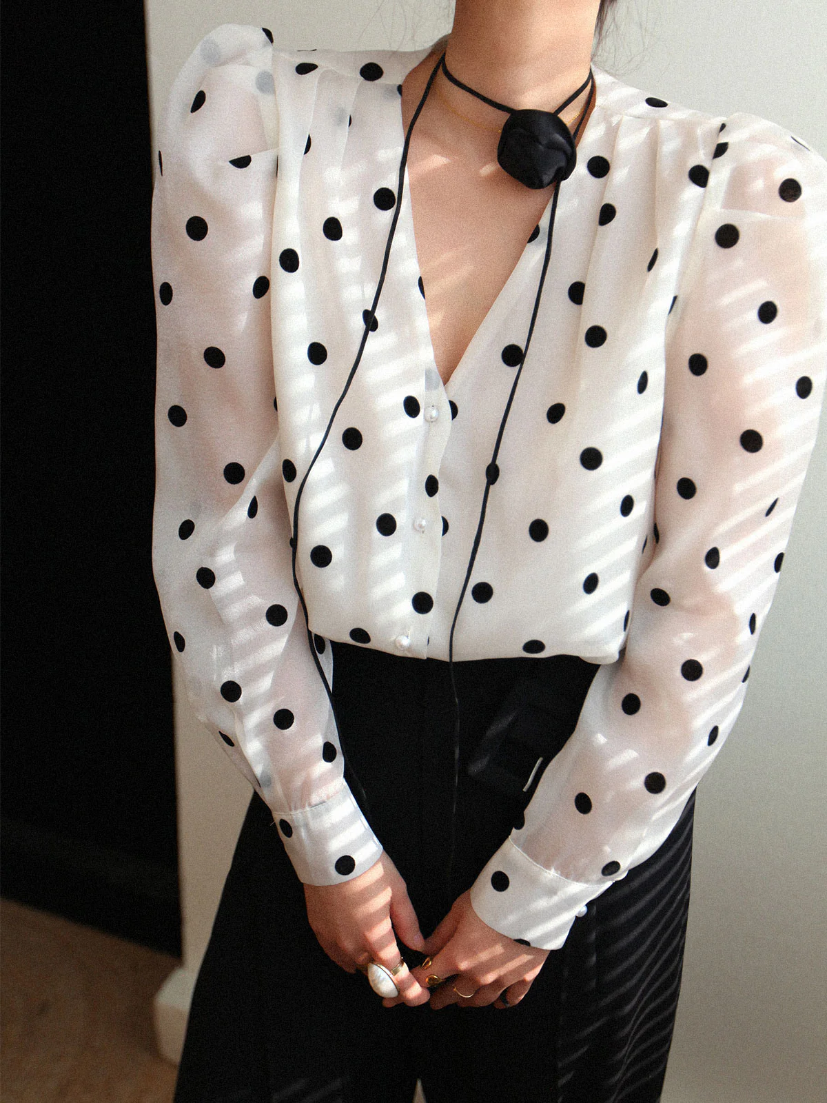 Sheer Polka Dot Blouse - Takermore