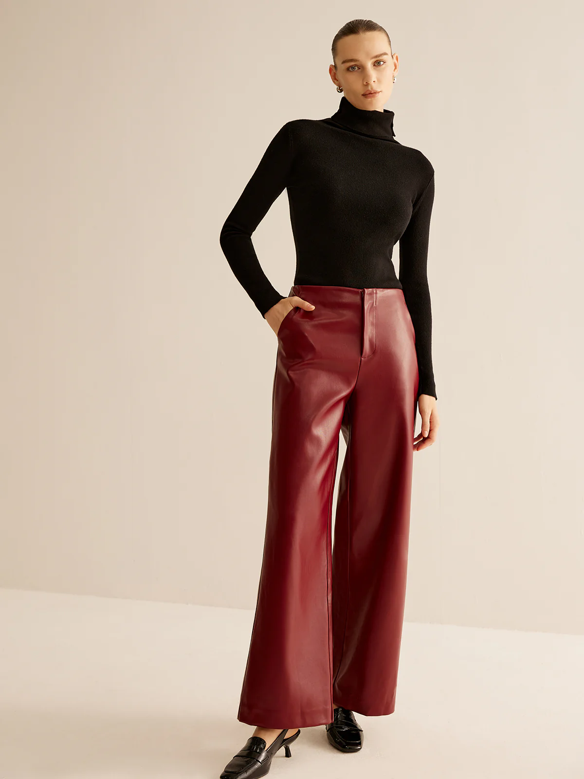Retro Regular PU Leather Pants - Takermore