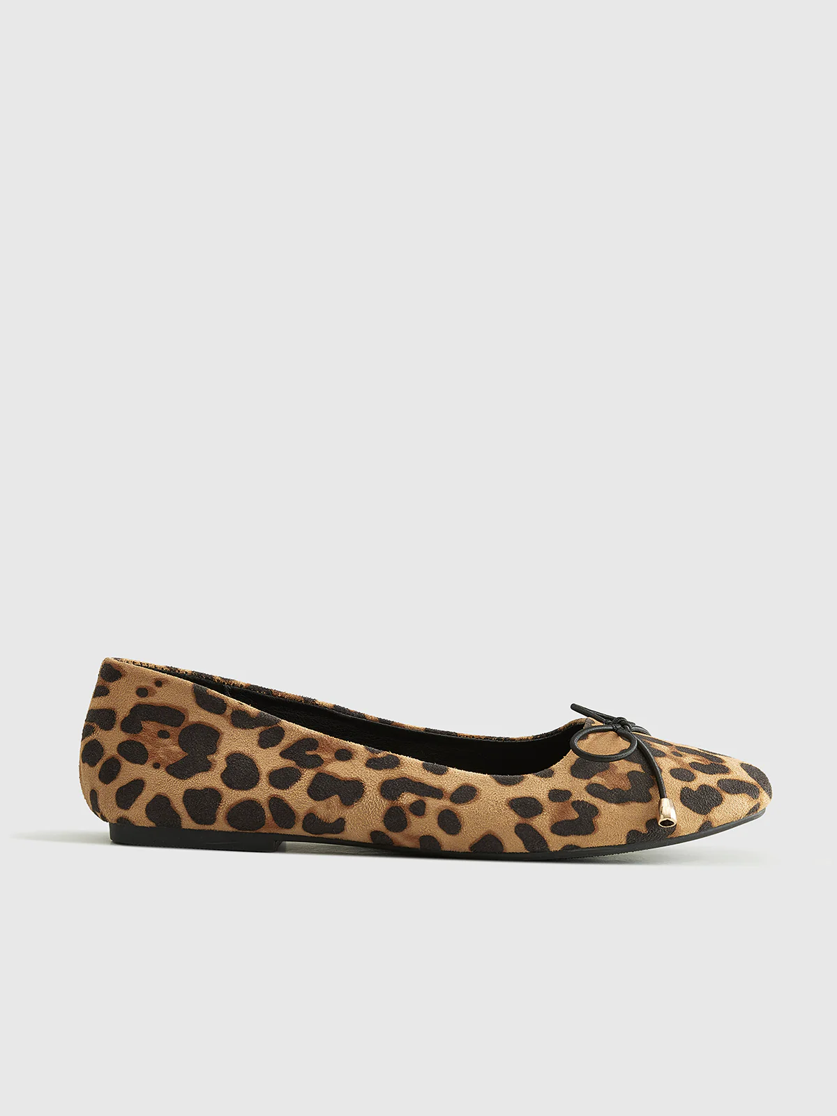 Bow-Decor Leopard Printed Ballet Flats - Takermore