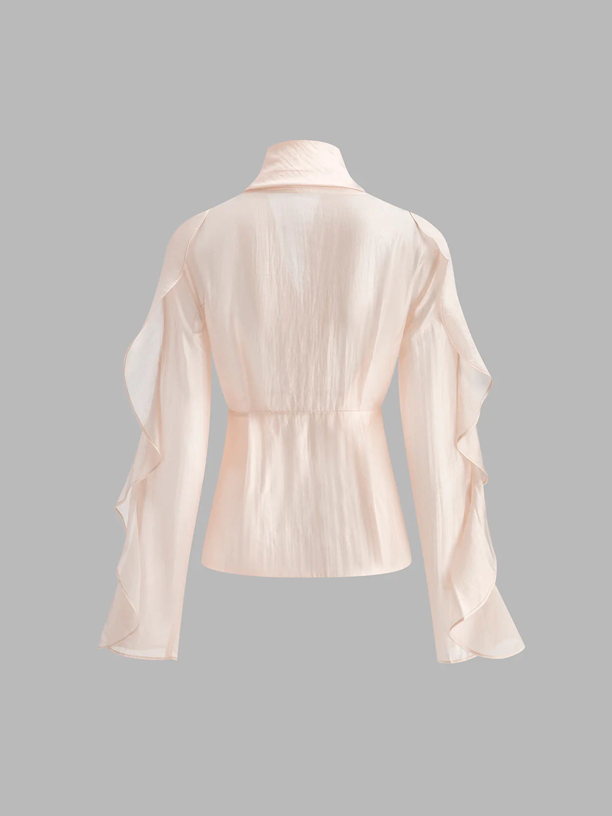 Semi-Sheer Chiffon V-Neck Ruched Blouse - Takermore