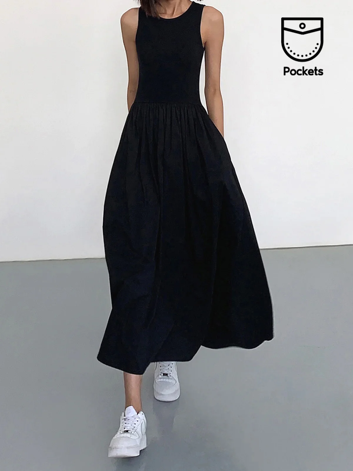 Leisure Crew Neck Long Dress - Takermore