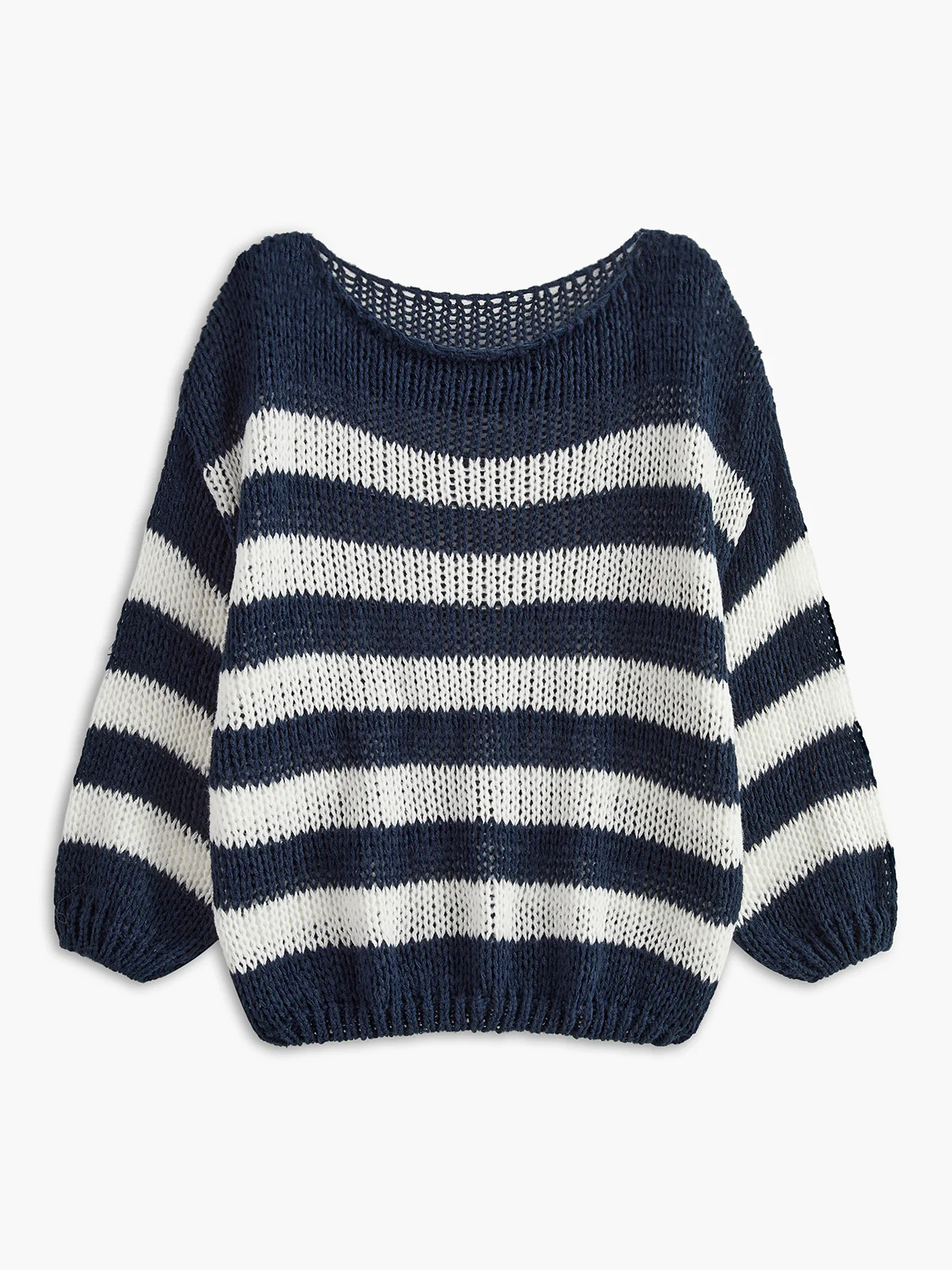 Crew Neck Striped Soft Sweater - Takermore