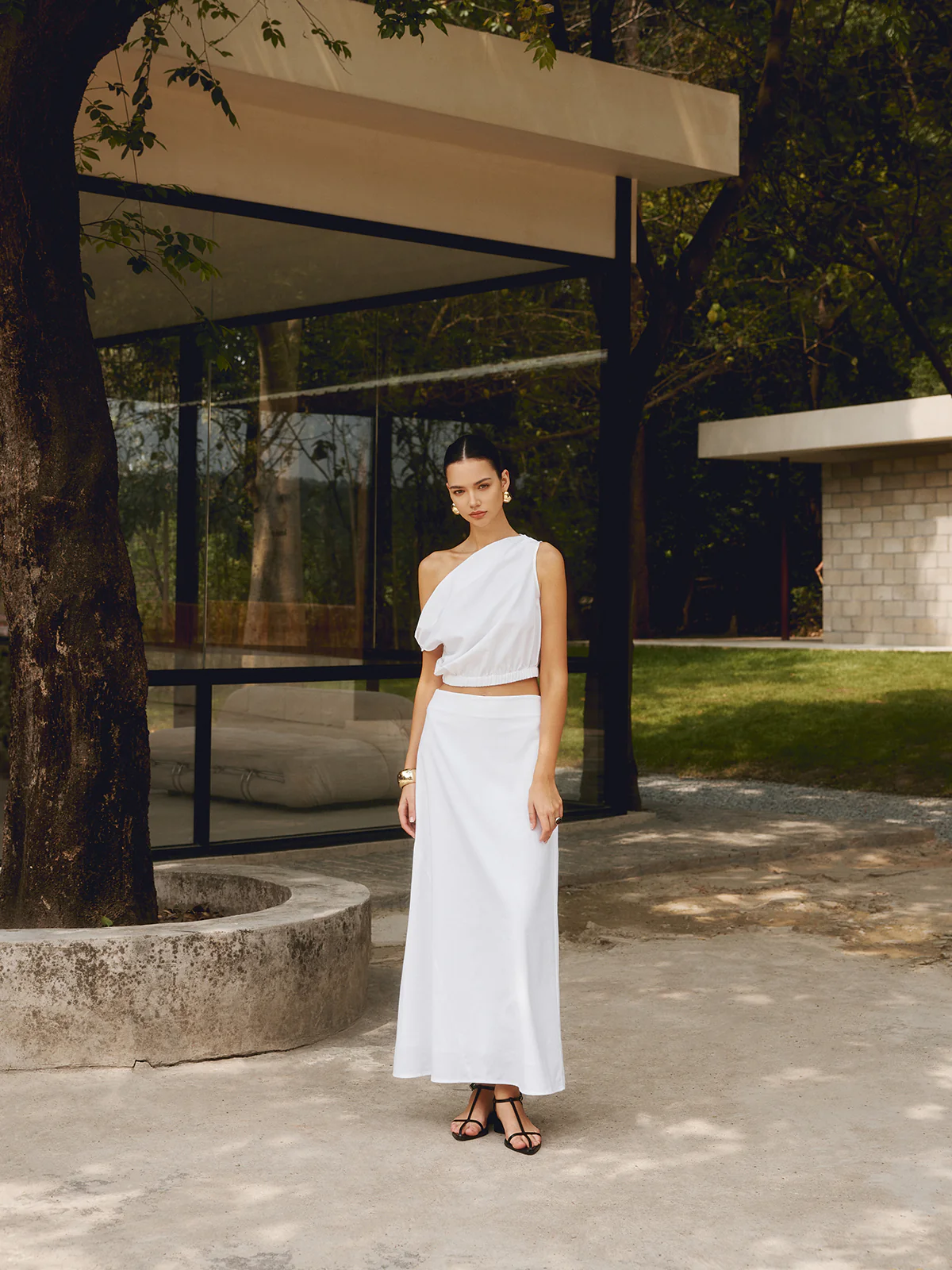 Cotton & Linen One Shoulder Off T-Shirt - Takermore