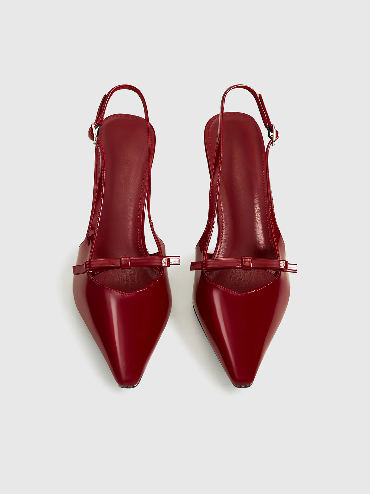 Pointed Toe Bow-Decor Slingback Pumps - Takermore