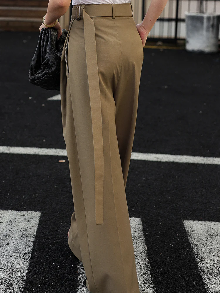 Oversized Tied Wide Leg Dress Pants - Takermore