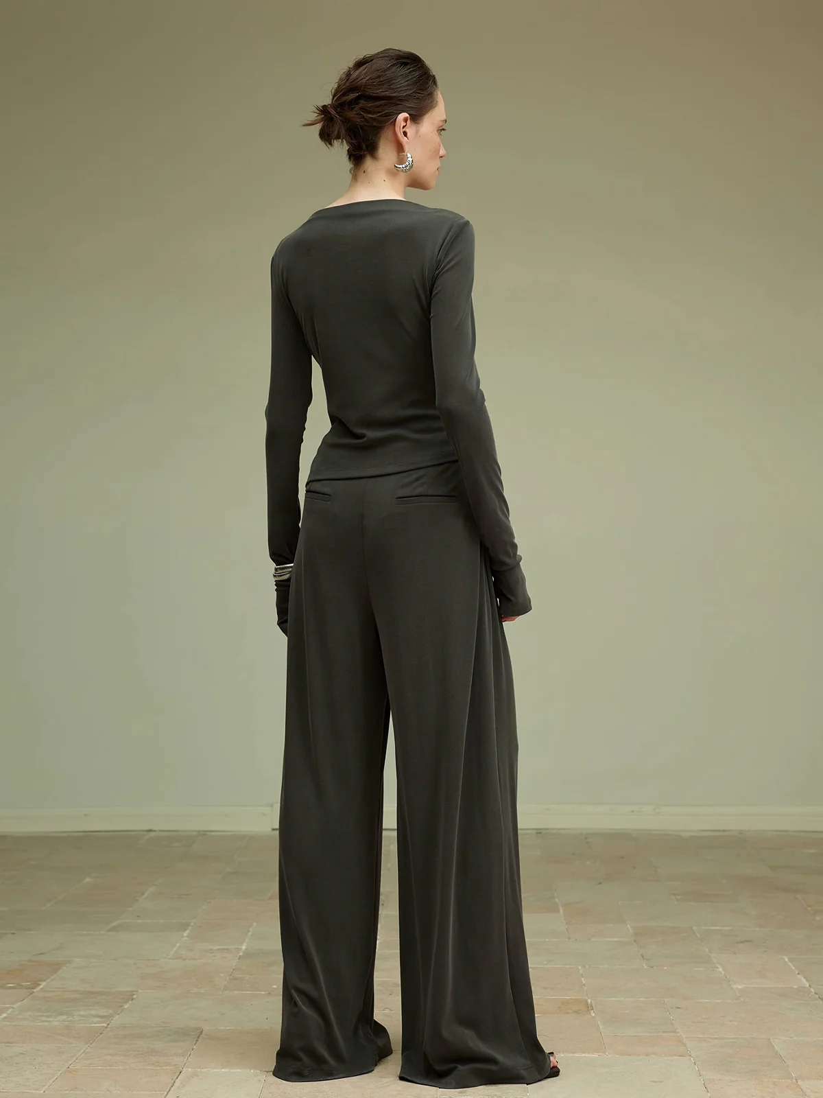 Pleated Draped Jersey Pants - Takermore